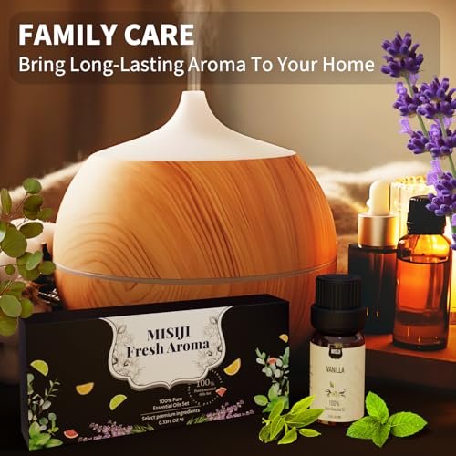 MISIJI Essential Öle Set Top 6 Aromatherapie-Öle für Diffuser für Zuhause, Lufterfrischer Diffuser Öle Düfte für Aromatherapie, Wäsche, Kerzen- & Seifenherstellung, Luftbefeuchter 6 x 10 ml