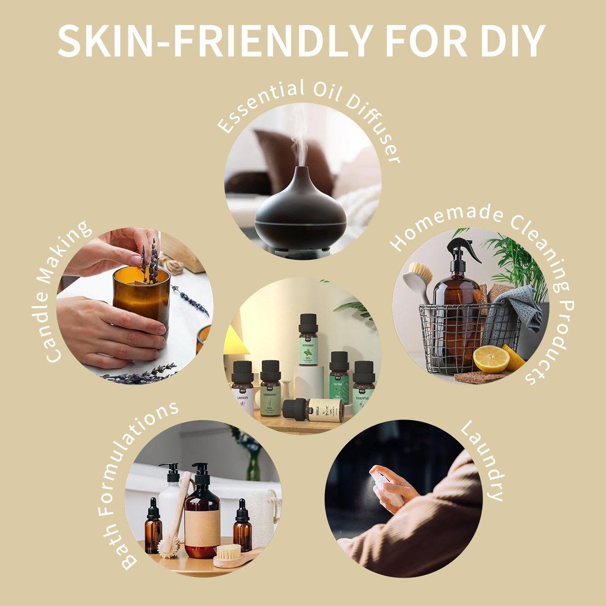 MISIJI Essential Öle Set Top 6 Aromatherapie-Öle für Diffuser für Zuhause, Lufterfrischer Diffuser Öle Düfte für Aromatherapie, Wäsche, Kerzen- & Seifenherstellung, Luftbefeuchter 6 x 10 ml