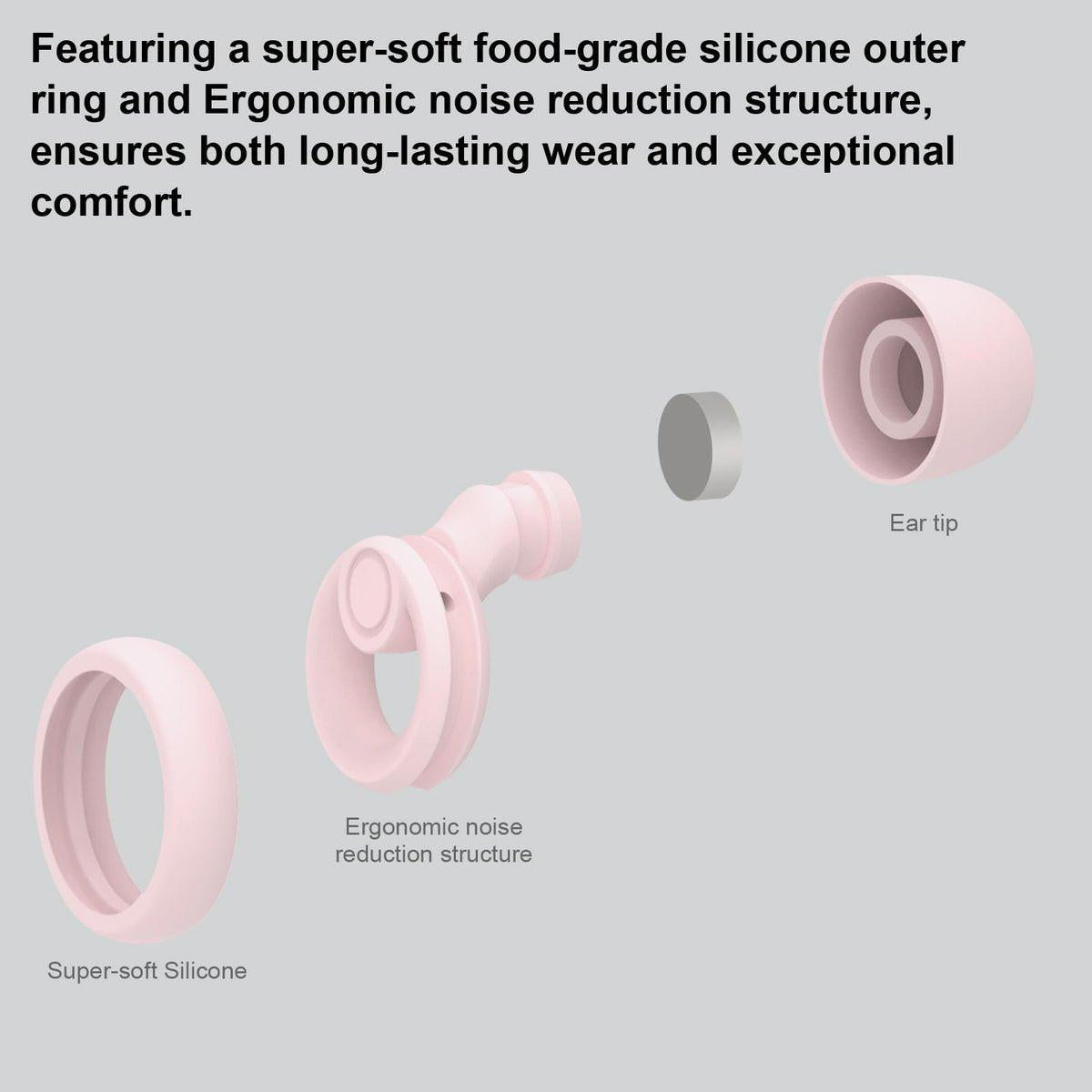 Jayine Ohrstöpsel für Lärmunterdrückung – 8 Größen, -30 dB, Silikon-Ohrstöpsel für Schlaf, Konzerte, Arbeit, Studium mit Aufbewahrungsbox (Rosa)
