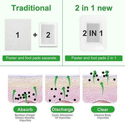2in1 20er-Pack Fußpflaster mit natürlichem Bambusessig und Ingwerpulver