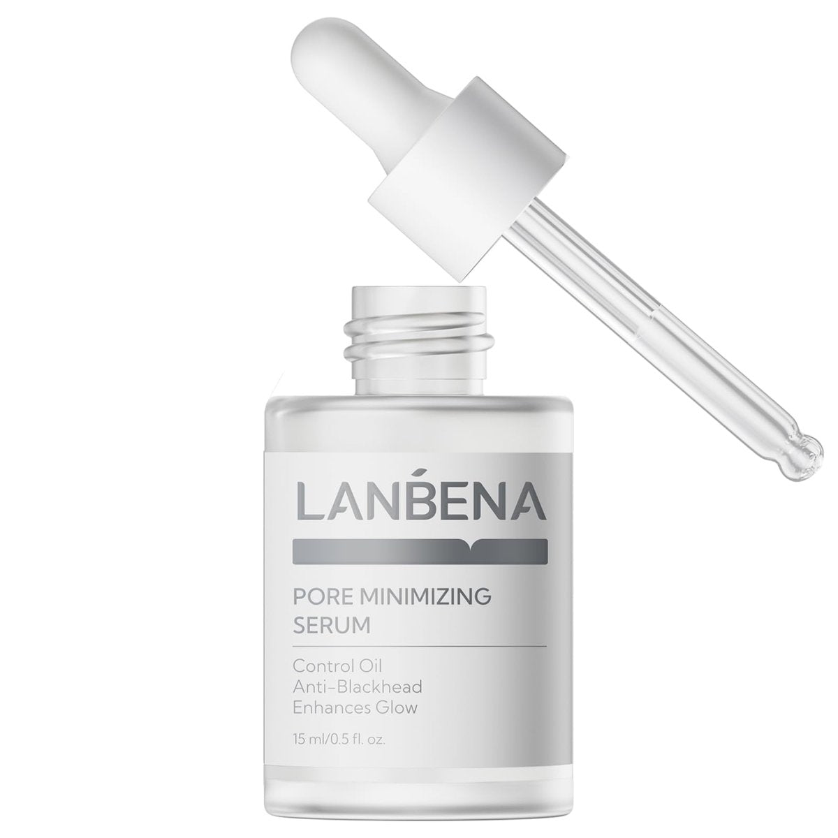 LANBENA Poren Minimierer Serum, Porenverfeinerer & Reduzierer für das Gesicht, Minimieren, Verkleinern, Ölkontrolle, Straffen, Poren straffen, 100% vegane Porenfeuchtigkeit nach Mitesserentfernung, 0,5 fl.oz