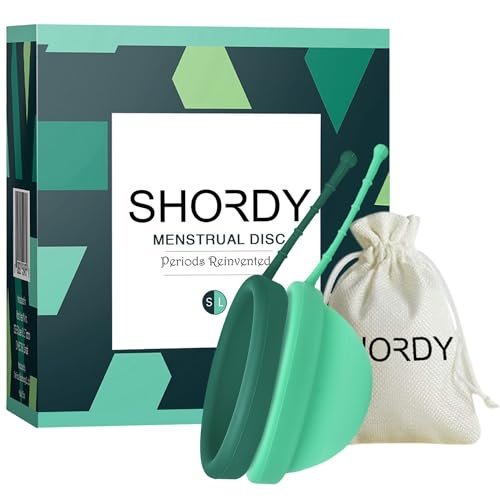 SHORDY Wiederverwendbare Menstruationsscheibe Set aus 2 (Klein & Groß), 100% medizinisches Silikon, Flexibel & Auslaufsicher, Umweltfreundliche Damenhygiene | Alternative zu Tampons, Binden & Menstruationstassen (Grün)