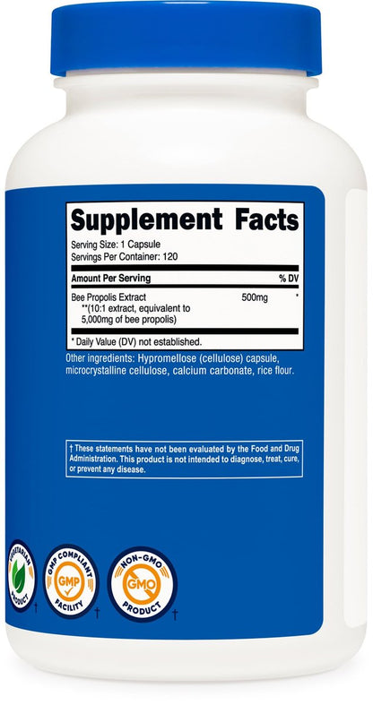Nutricost Bienenpropolis Extrakt 120 Kapseln – 120 Portionen pro Flasche – Glutenfrei & GVO-frei, Vegetarisches Nahrungsergänzungsmittel