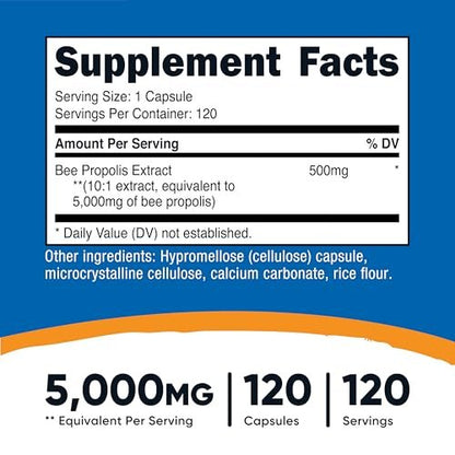 Nutricost Bienenpropolis Extrakt 120 Kapseln – 120 Portionen pro Flasche – Glutenfrei & GVO-frei, Vegetarisches Nahrungsergänzungsmittel