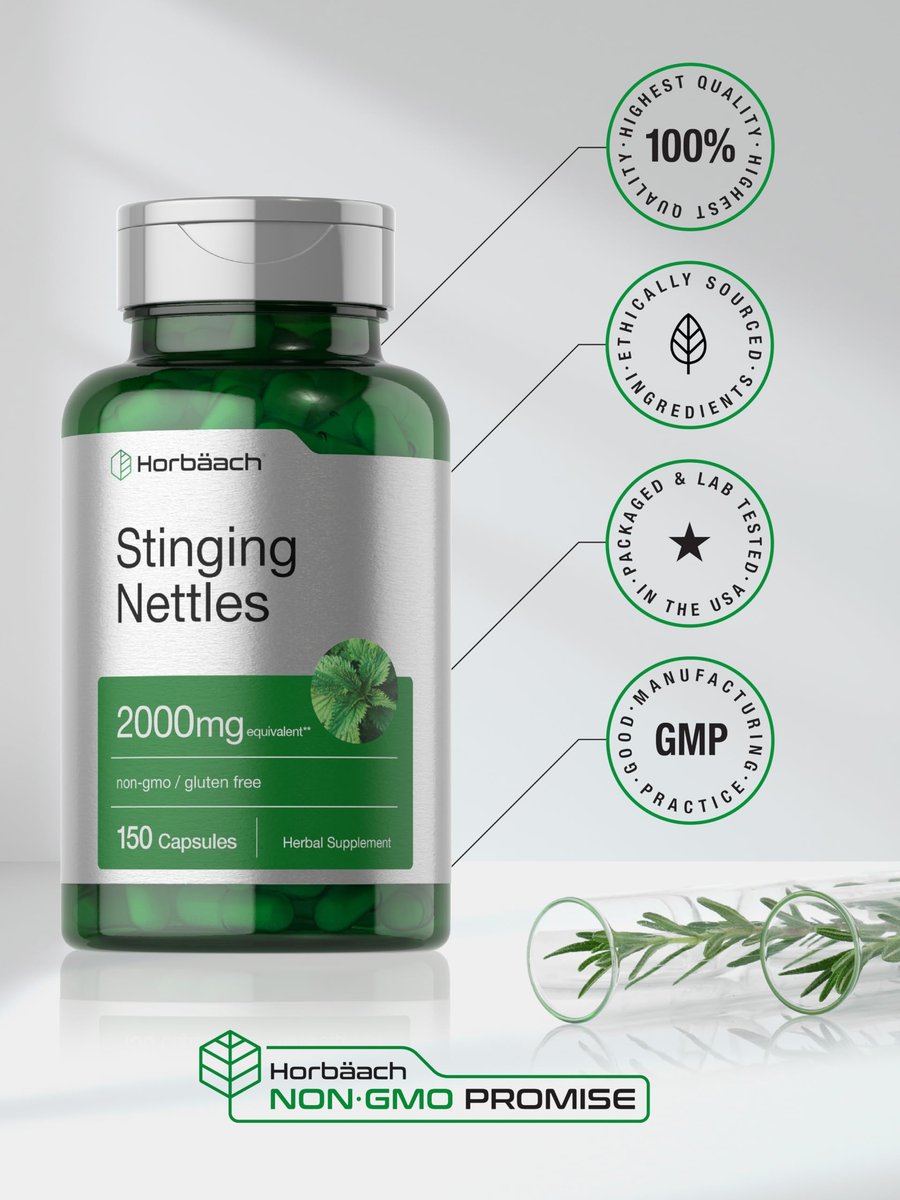 Horbäach Brennnessel Kapseln | 150 Stück | Pflanzlicher Blattextrakt | Non-GMO, Glutenfrei