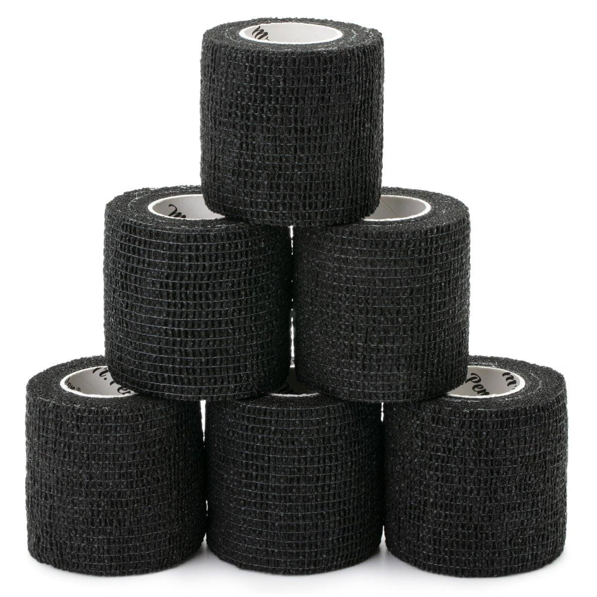 Mr. Pen Selbstklebende elastische Bandage, 2" x 5 Yards, 6er-Pack, Schwarz – Sportbandage für Handgelenk, Knöchel, Tierpflege – hoch dehnbar, selbsthaftend