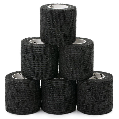 Mr. Pen Selbstklebende elastische Bandage, 2" x 5 Yards, 6er-Pack, Schwarz – Sportbandage für Handgelenk, Knöchel, Tierpflege – hoch dehnbar, selbsthaftend