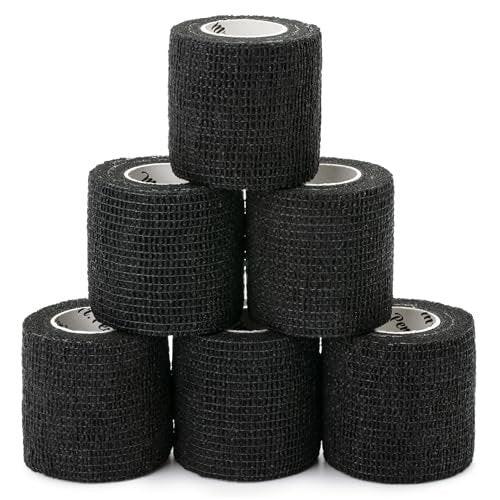 Mr. Pen Selbstklebende elastische Bandage, 2" x 5 Yards, 6er-Pack, Schwarz – Sportbandage für Handgelenk, Knöchel, Tierpflege – hoch dehnbar, selbsthaftend