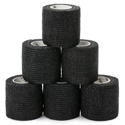 Mr. Pen Selbstklebende elastische Bandage, 2" x 5 Yards, 6er-Pack, Schwarz – Sportbandage für Handgelenk, Knöchel, Tierpflege – hoch dehnbar, selbsthaftend