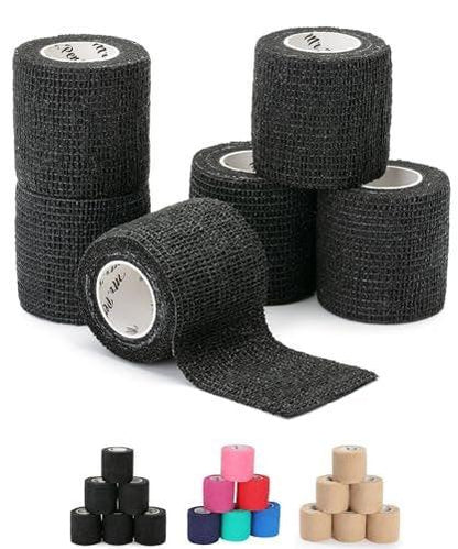 Mr. Pen Selbstklebende elastische Bandage, 2" x 5 Yards, 6er-Pack, Schwarz – Sportbandage für Handgelenk, Knöchel, Tierpflege – hoch dehnbar, selbsthaftend