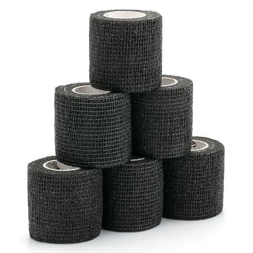 Mr. Pen Selbstklebende elastische Bandage, 2" x 5 Yards, 6er-Pack, Schwarz – Sportbandage für Handgelenk, Knöchel, Tierpflege – hoch dehnbar, selbsthaftend
