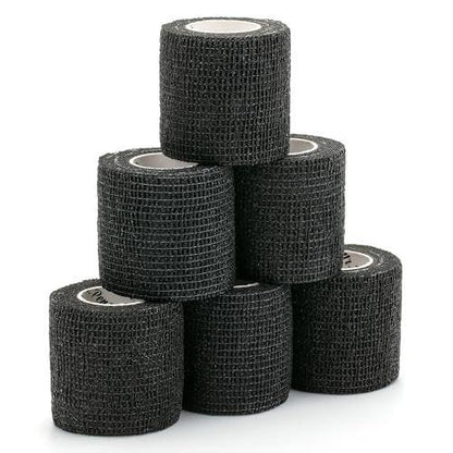 Mr. Pen Selbstklebende elastische Bandage, 2" x 5 Yards, 6er-Pack, Schwarz – Sportbandage für Handgelenk, Knöchel, Tierpflege – hoch dehnbar, selbsthaftend