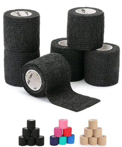 Mr. Pen Selbstklebende elastische Bandage, 2" x 5 Yards, 6er-Pack, Schwarz – Sportbandage für Handgelenk, Knöchel, Tierpflege – hoch dehnbar, selbsthaftend