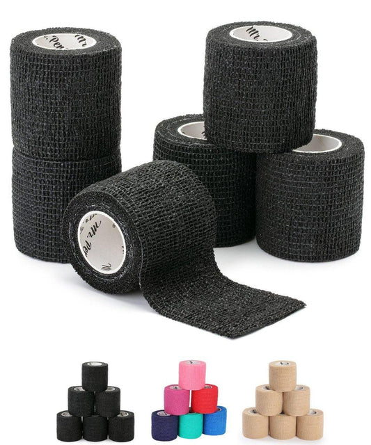 Mr. Pen Selbstklebende elastische Bandage, 2" x 5 Yards, 6er-Pack, Schwarz – Sportbandage für Handgelenk, Knöchel, Tierpflege – hoch dehnbar, selbsthaftend