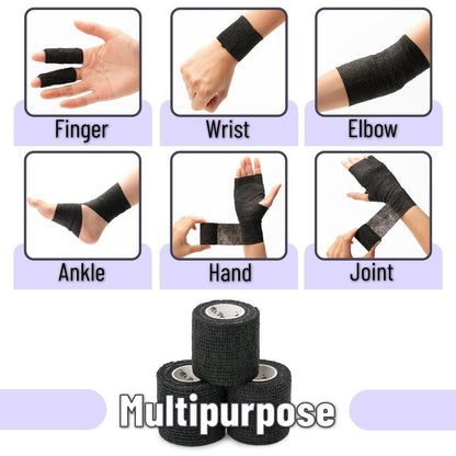 Mr. Pen Selbstklebende elastische Bandage, 2" x 5 Yards, 6er-Pack, Schwarz – Sportbandage für Handgelenk, Knöchel, Tierpflege – hoch dehnbar, selbsthaftend