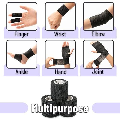 Mr. Pen Selbstklebende elastische Bandage, 2" x 5 Yards, 6er-Pack, Schwarz – Sportbandage für Handgelenk, Knöchel, Tierpflege – hoch dehnbar, selbsthaftend