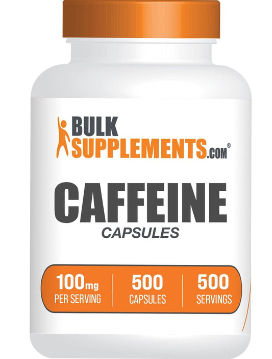 BulkSupplements.com Koffein 100 mg Kapseln - Koffein Pillen 100 mg, Nahrungsergänzungsmittel für Energie-Boost - Glutenfrei, 1 Kapsel pro Portion, 500 Stück (1er Pack)