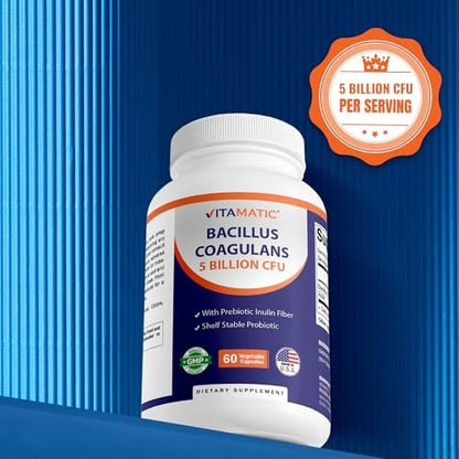 Vitamatic Bacillus Coagulans Probiotikum – Regalstabil, 60 Kapseln, fördert die Verdauungsgesundheit