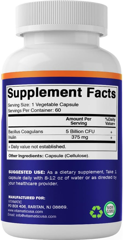 Vitamatic Bacillus Coagulans Probiotikum – Regalstabil, 60 Kapseln, fördert die Verdauungsgesundheit