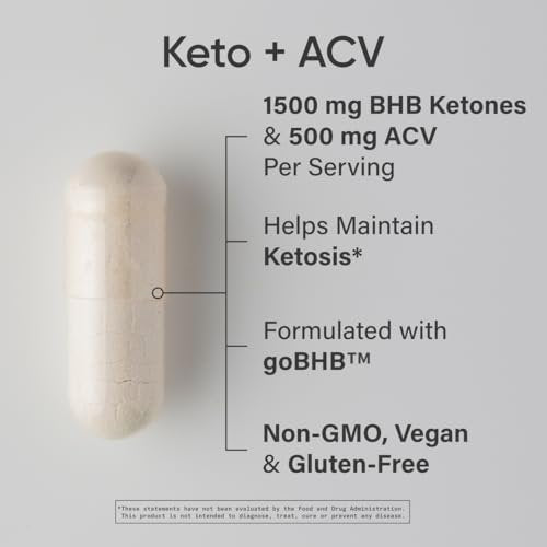 Sports Research® Keto Plus ACV Kapseln – Diätunterstützung mit 500 mg Apfelessig & 1500 mg goBHB® Exogenen Ketonen – Glutenfrei & Keto-zertifiziert – 120 vegane Kapseln