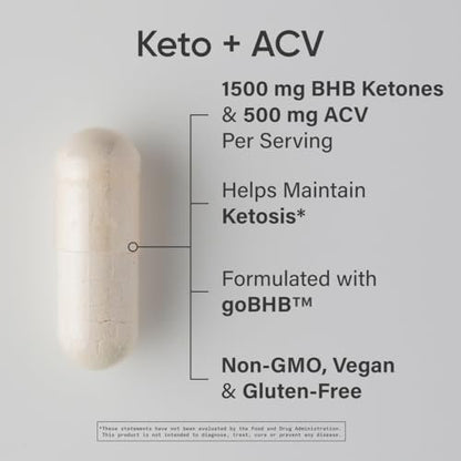 Sports Research® Keto Plus ACV Kapseln – Diätunterstützung mit 500 mg Apfelessig & 1500 mg goBHB® Exogenen Ketonen – Glutenfrei & Keto-zertifiziert – 120 vegane Kapseln