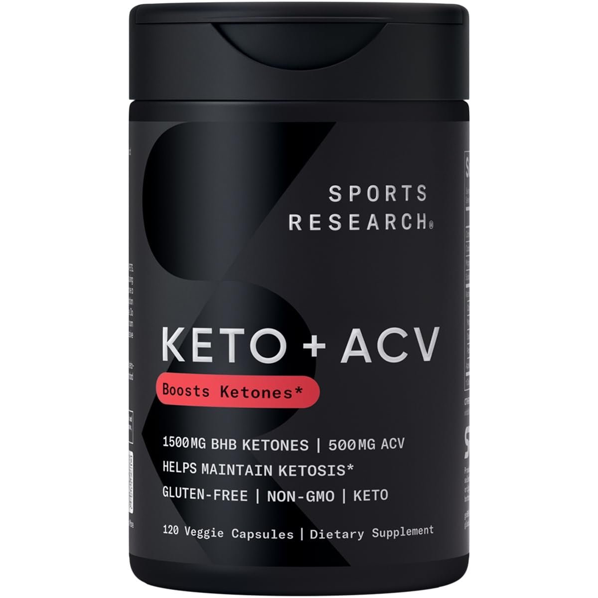 Sports Research® Keto Plus ACV Kapseln – Diätunterstützung mit 500 mg Apfelessig & 1500 mg goBHB® Exogenen Ketonen – Glutenfrei & Keto-zertifiziert – 120 vegane Kapseln