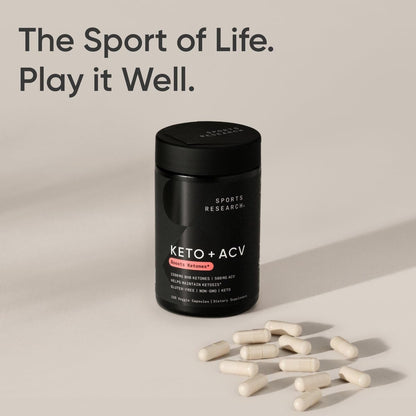 Sports Research® Keto Plus ACV Kapseln – Diätunterstützung mit 500 mg Apfelessig & 1500 mg goBHB® Exogenen Ketonen – Glutenfrei & Keto-zertifiziert – 120 vegane Kapseln