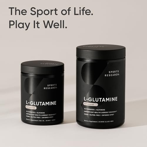 Sports Research L-Glutamin – Muskelregeneration, Immunsystem & Darmgesundheit – 5 g pro Portion – 300 g Pulver