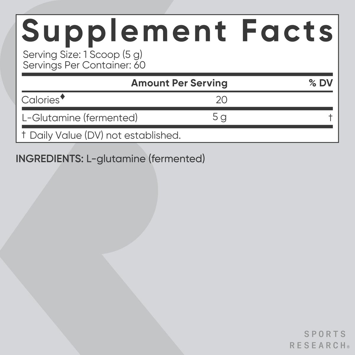 Sports Research L-Glutamin – Muskelregeneration, Immunsystem & Darmgesundheit – 5 g pro Portion – 300 g Pulver