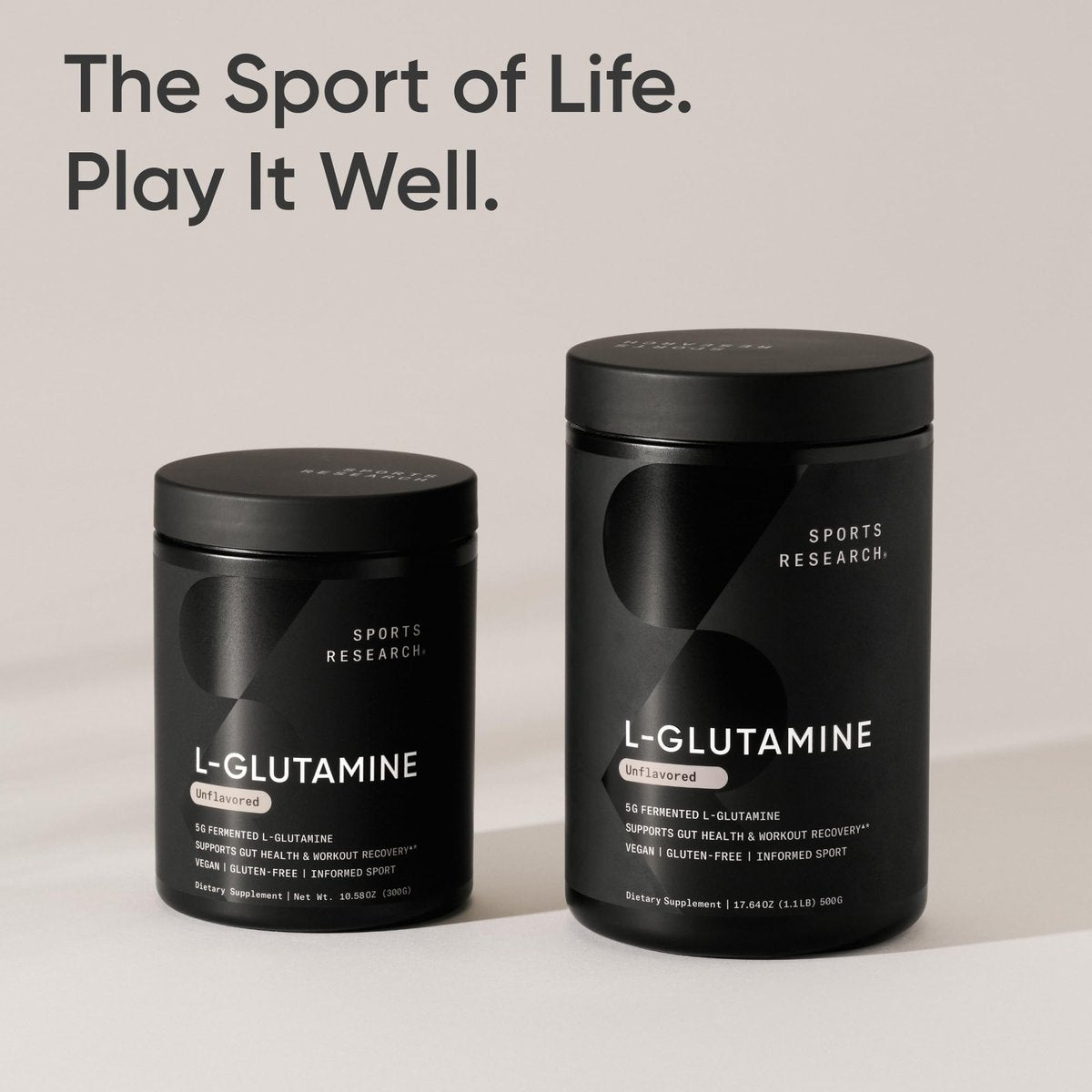 Sports Research L-Glutamin – Muskelregeneration, Immunsystem & Darmgesundheit – 5 g pro Portion – 300 g Pulver