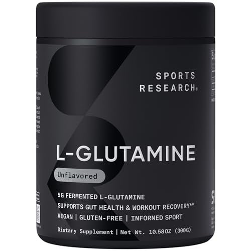 Sports Research L-Glutamin – Muskelregeneration, Immunsystem & Darmgesundheit – 5 g pro Portion – 300 g Pulver