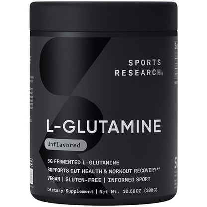 Sports Research L-Glutamin – Muskelregeneration, Immunsystem & Darmgesundheit – 5 g pro Portion – 300 g Pulver