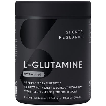 Sports Research L-Glutamin – Muskelregeneration, Immunsystem & Darmgesundheit – 5 g pro Portion – 300 g Pulver