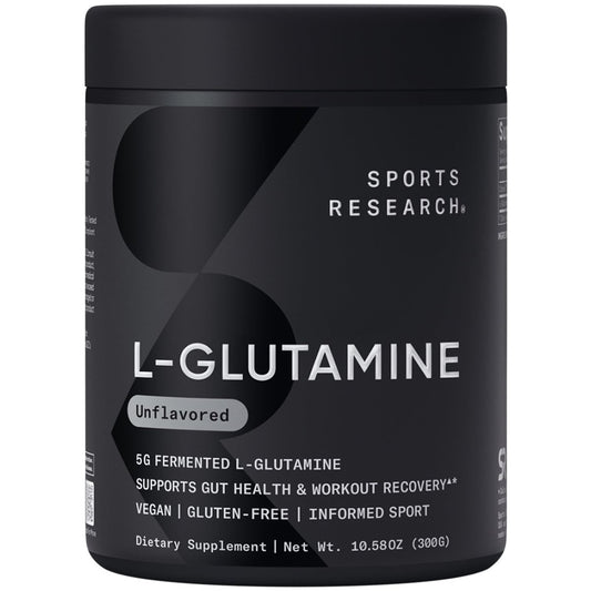 Sports Research L-Glutamin – Muskelregeneration, Immunsystem & Darmgesundheit – 5 g pro Portion – 300 g Pulver