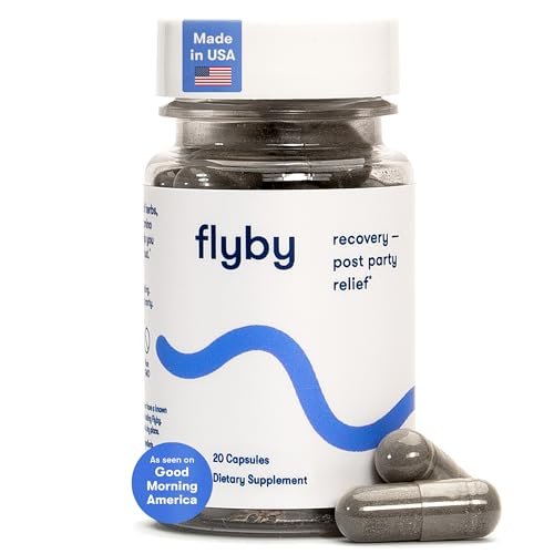 Flyby Recovery Supplement mit DHM – Vor und nach dem Trinken: Kapseln mit Mariendistel, Vitamin C, B-Vitaminen, Ginseng, Aktivkohle – Hergestellt in den USA, 20 Stück