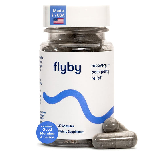 Flyby Recovery Supplement mit DHM – Vor und nach dem Trinken: Kapseln mit Mariendistel, Vitamin C, B-Vitaminen, Ginseng, Aktivkohle – Hergestellt in den USA, 20 Stück