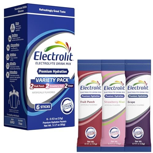 Electrolit Elektrolyte Pulver-Päckchen, 6er-Pack mit Geschmacksvariationen – Hydrationsgetränk für Sport & Alltag, glutenfrei