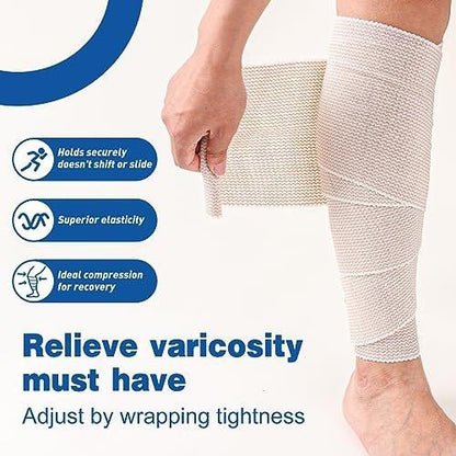 AZEN Premium 5er-Pack elastische Binde 15 cm, Kompressionswickel für Beine, Knöchel, Knie, Bauch, Körper, latexfrei, Lymphödem-Wickel für Beine