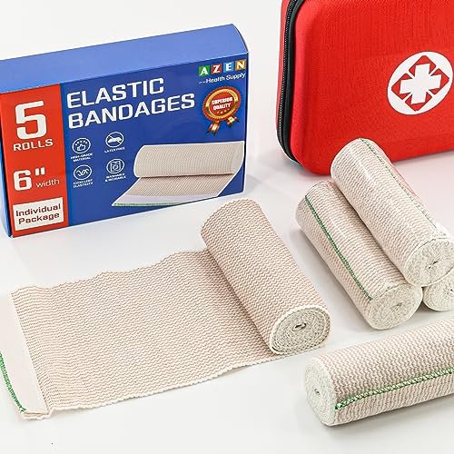 AZEN Premium 2er-Pack Elastische Binde 15 cm, Kompressionswickel für Beine, Knöchel, Knie, Bauch, Körper, Latexfrei, Lymphdrainage-Wickel für Beine