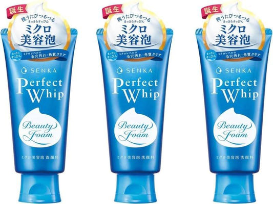 TSTADVANCE Senka Perfect Whip Reinigender Schaum 4,23 oz (120 g) 3er-Set – Weißer Blumenduft Japanische Gesichtsreinigung