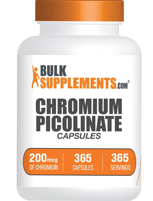 BulkSupplements.com Chrompicolinat Kapseln - Chrom Nahrungsergänzungsmittel, Mineralstoffergänzung - Glutenfrei, 1 Kapsel pro Portion, 365 Stück (Packung mit 1)