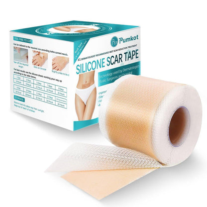 Pumkot Silikon-Narbenpflaster, Silikon-Narbenband (1,6" x 60" Rolle - 1,5 m), medizinisches Silikon zur Narbenentfernung für Operationsnarben, Keloide, Kaiserschnitt, Verbrennungen - verbesserte Haftung, wasserdicht, wiederverwendbar
