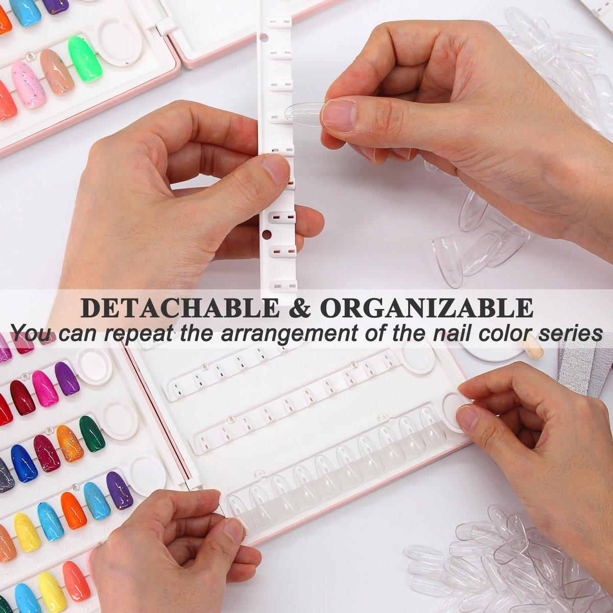 ROMALOVE Nagel-Präsentationsbuch mit 120 transparenten Nägeln – Nagellack-Farbkarten-Organizer für Gel-Nägel, Profi-Nagelfarbmuster-Buch
