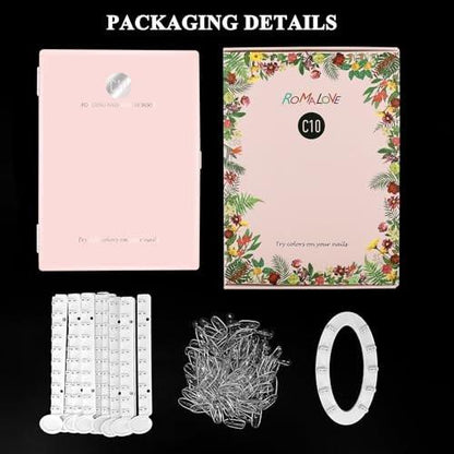 ROMALOVE Nagel-Präsentationsbuch mit 120 transparenten Nägeln – Nagellack-Farbkarten-Organizer für Gel-Nägel, Profi-Nagelfarbmuster-Buch