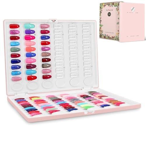 ROMALOVE Nagel-Präsentationsbuch mit 120 transparenten Nägeln – Nagellack-Farbkarten-Organizer für Gel-Nägel, Profi-Nagelfarbmuster-Buch