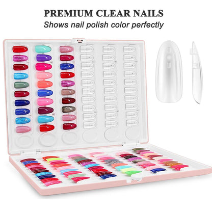 ROMALOVE Nagel-Präsentationsbuch mit 120 transparenten Nägeln – Nagellack-Farbkarten-Organizer für Gel-Nägel, Profi-Nagelfarbmuster-Buch