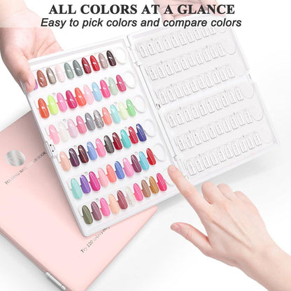 ROMALOVE Nagel-Präsentationsbuch mit 120 transparenten Nägeln – Nagellack-Farbkarten-Organizer für Gel-Nägel, Profi-Nagelfarbmuster-Buch