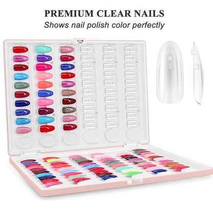 ROMALOVE Nagel-Präsentationsbuch mit 120 transparenten Nägeln – Nagellack-Farbkarten-Organizer für Gel-Nägel, Profi-Nagelfarbmuster-Buch