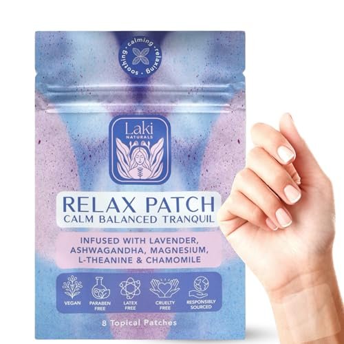 Laki Naturals Relax Patch (1 Count, Pack of 8) | Pflaster mit natürlichen pflanzlichen Inhaltsstoffen gegen Stress und Sorgen | Beruhigende Formel für besseren Schlaf