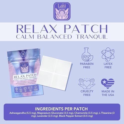 Laki Naturals Relax Patch (1 Count, Pack of 8) | Pflaster mit natürlichen pflanzlichen Inhaltsstoffen gegen Stress und Sorgen | Beruhigende Formel für besseren Schlaf